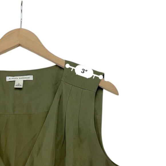 Banana Republic Wrap Midi Dress Green Career Sleeveless Size 12 - Picture 8 of 13